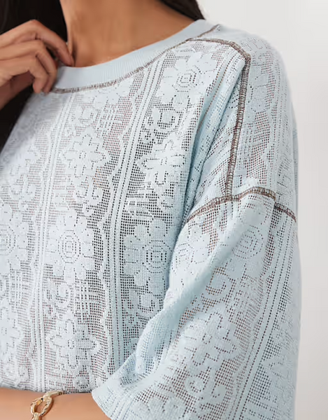 ASOS - Jersey crochet oversized tee - Baby blue! 12-16