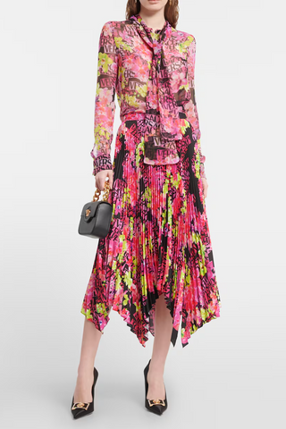 VERSACE (LN) ITA -  Logo orchid pleated midi skirt! 10