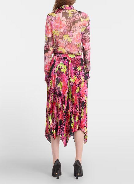 VERSACE (LN) ITA -  Logo orchid pleated midi skirt! 10