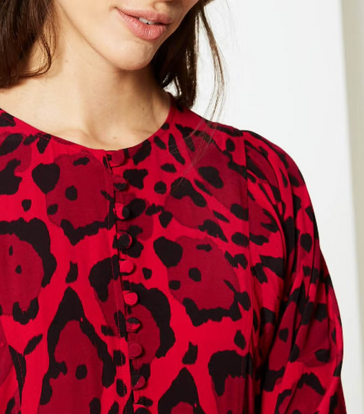 M&S - Red leopard print viscose midi dress! 16