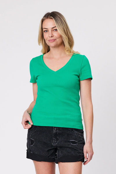 SHINE ON 'V' Rib V neck tee! 8-10