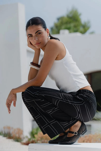 AMONG THE BRAVE (LN) "Clever" wide leg print pant! 10