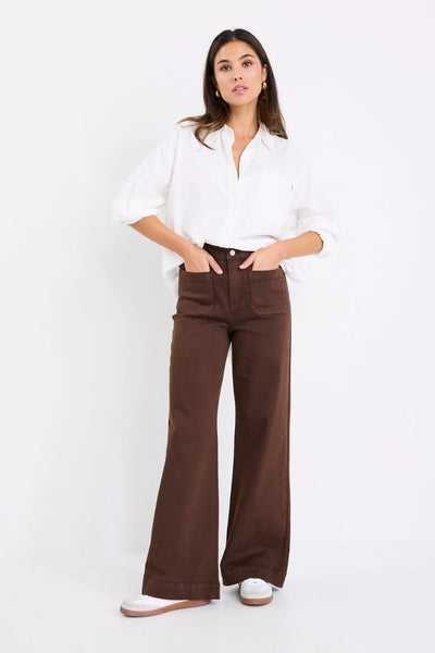 AMONG THE BRAVE (LN) Zoey wide leg pocket jean - Brown! 16