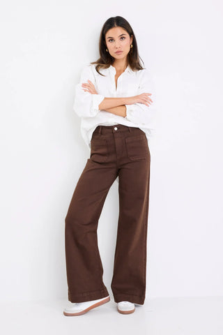 AMONG THE BRAVE (LN) Zoey wide leg pocket jean - Brown! 16