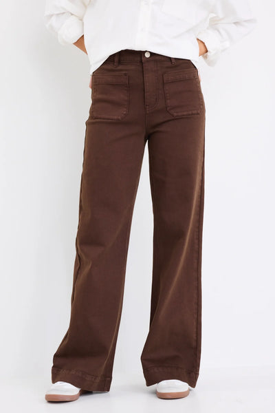 AMONG THE BRAVE (LN) Zoey wide leg pocket jean - Brown! 16