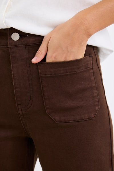 AMONG THE BRAVE (LN) Zoey wide leg pocket jean - Brown! 16