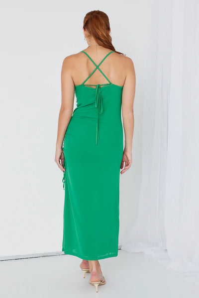 GEORGIA MAE (BN) Bright green ruched side dress! 10
