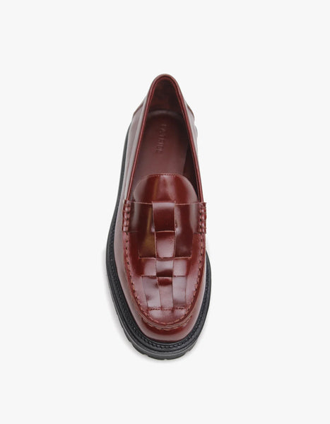 LA TRIBE (LN) Zoe leather woven loafer - Umber! 40