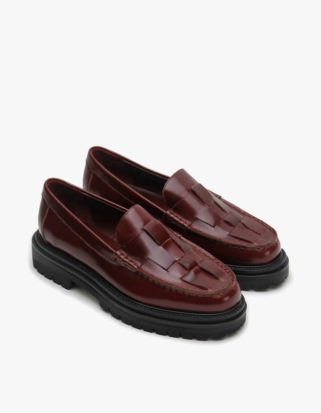 LA TRIBE (LN) Zoe leather woven loafer - Umber! 40