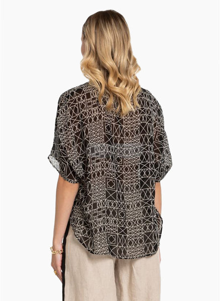 X LAB (NZ) "Live" top - Ecru/black geo print! 16