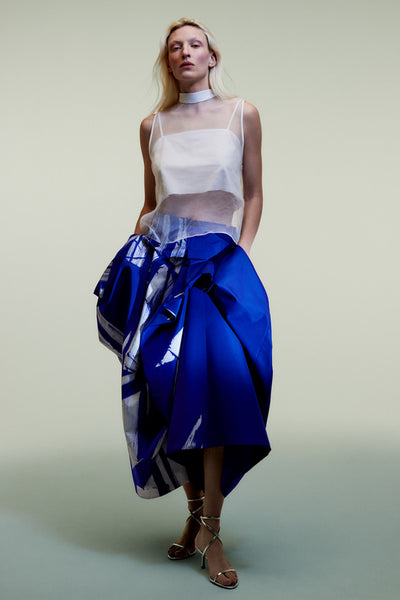 ZARA - Atelier (BN) Asymmetric pleat skirt - Blue brustroke! 10-12