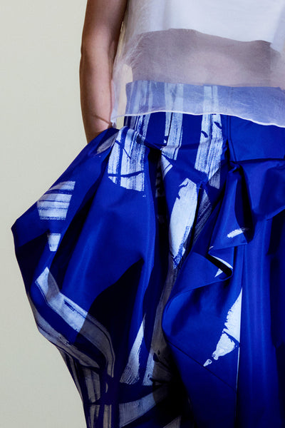 ZARA - Atelier (BN) Asymmetric pleat skirt - Blue brustroke! 10-12