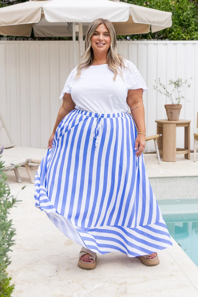 ORANGE SHERBET - Zena maxi skirt - Blue stripe! 14