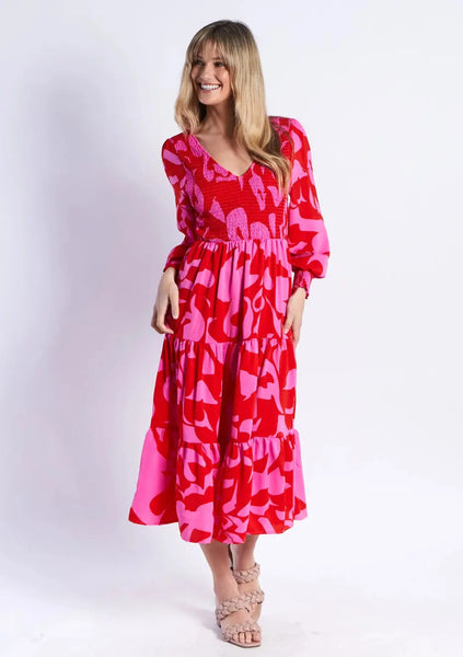 LEONI (BN) "Phoenix" L/S dress - Red floral! 12