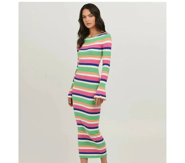 CHARLIE HOLIDAY - Martina rib knit maxi dress! 8-10
