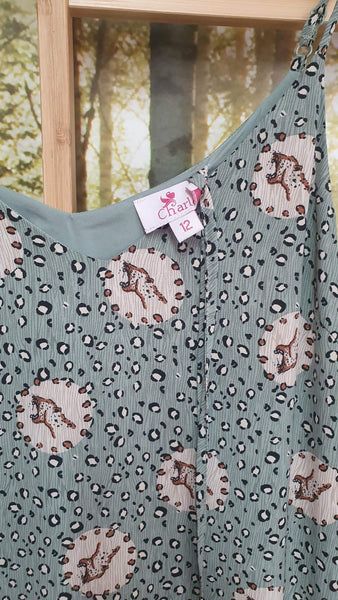 CHARLO (LN) Lizzy sage leopard print maxi dress! 12