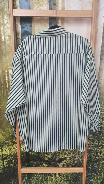 RICOCHET (LN) NZ Anchor shirt - Sage + khaki stripe! 12-14