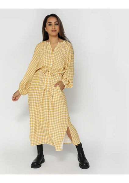 STELLA + GEMMA - Yellow gingham billow sleeve dress! 12