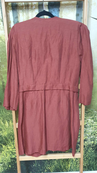 SANDRO - Linen blend wrap dress - Rust! 12