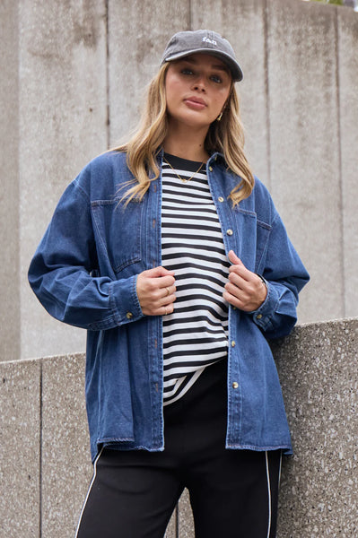FEATHER + NOISE (LN) Denim violet shirt! 10-12
