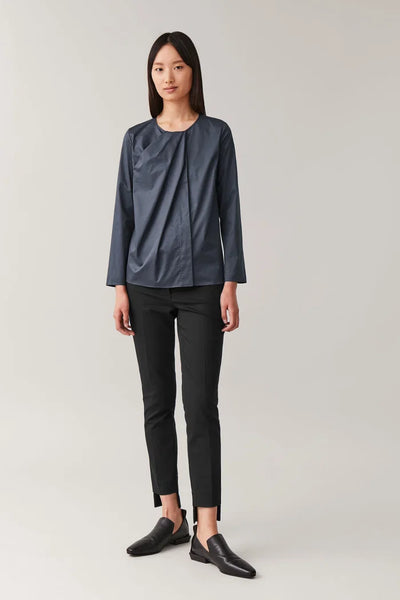 COS - Pleat detail cotton drape top - Navy! 14