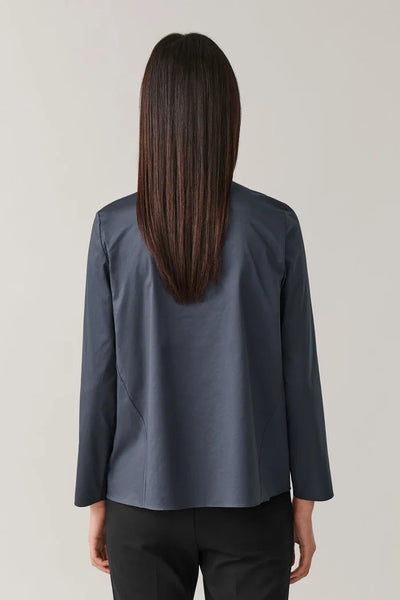 COS - Pleat detail cotton drape top - Navy! 14