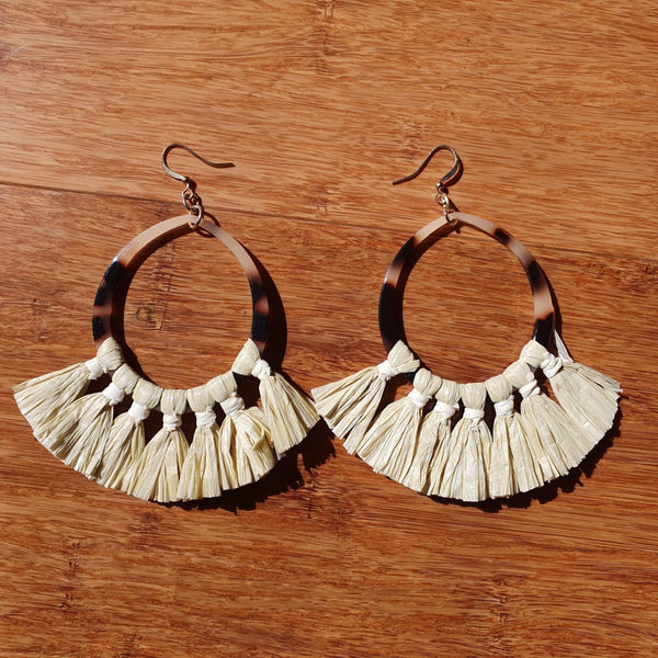 STELLA & GEMMA - Tortoiseshell tassel hoop earring!