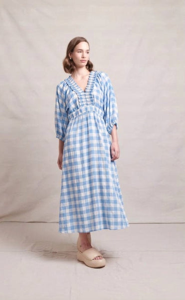 NERIS (LN) Seersucker blue gingham dress! 16