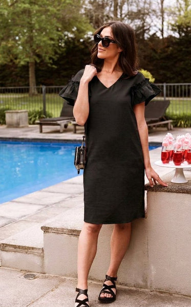 YOURS ALWAYS - Flutter sleeve linen blend dress! 10-12