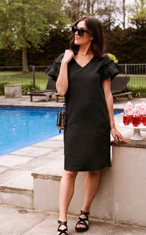 YOURS ALWAYS - Flutter sleeve linen blend dress! 10-12