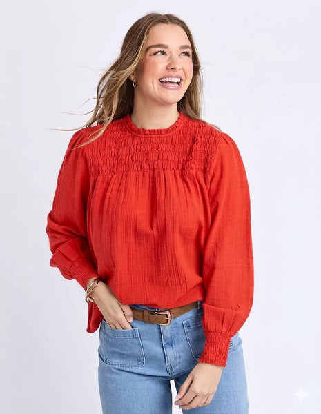 FOXWOOD - Whitney shirred top - Persimmon orange! 12