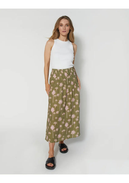 DEAR SUTTON (LN) Olive Oasis Amaro linen midi skirt! 14