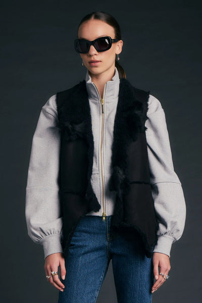 KAREN WALKER (NZ) NZ lambskin shearling waistcoat! 8-14