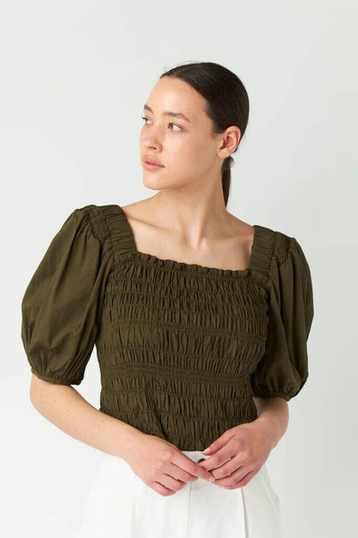 SYLVESTER - Shirred puff sleeve top- Brown gingham! 12