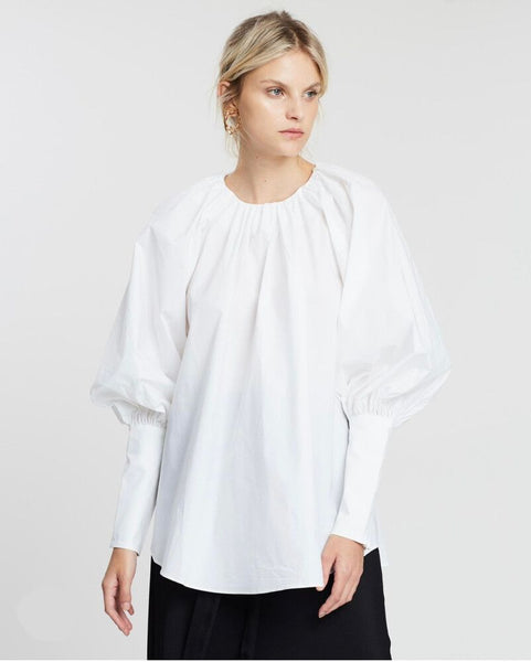 LEE MATHEWS (AU) Cotton poplin puff sleeve blouse! 10-12