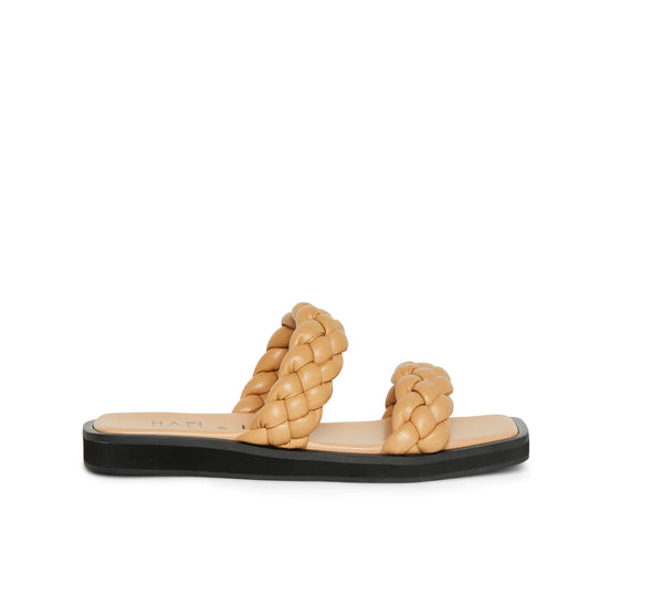 HAEL & JAX (LN) Braided leather Celeste slides Tan! 39