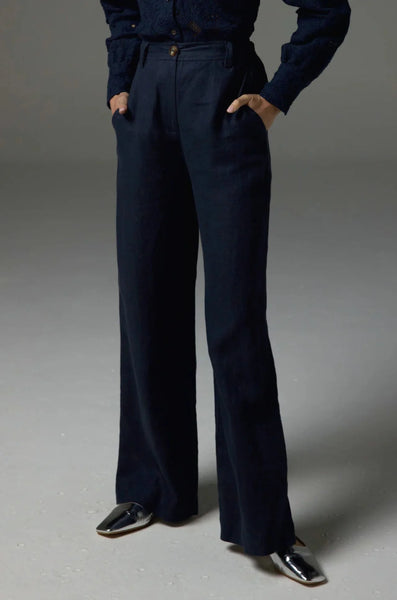ZOE KRATZMANN (LN) Navy wide leg linen pant! 12