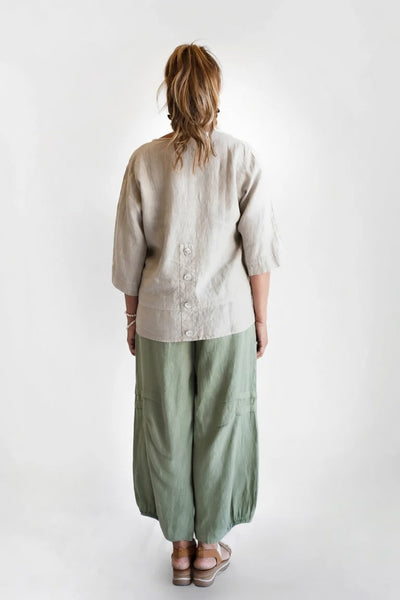 JOHN P (GR) Linen pleated angled hem Tracy pant! 12-14