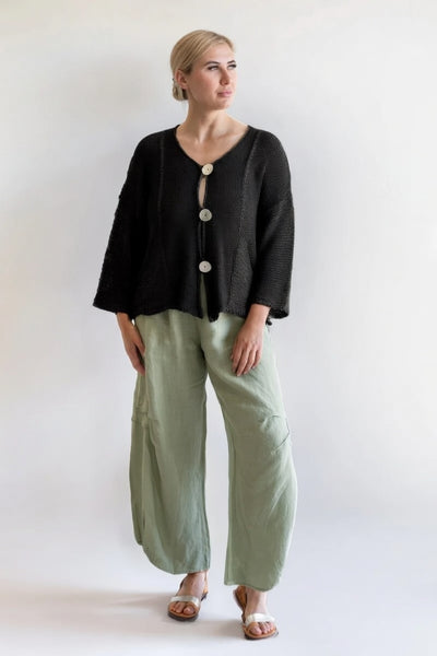 JOHN P (GR) Linen pleated angled hem Tracy pant! 12-14