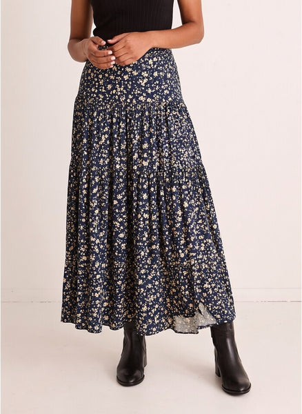 AMONG THE BRAVE "Playful" maxi skirt - Navy flora! 14