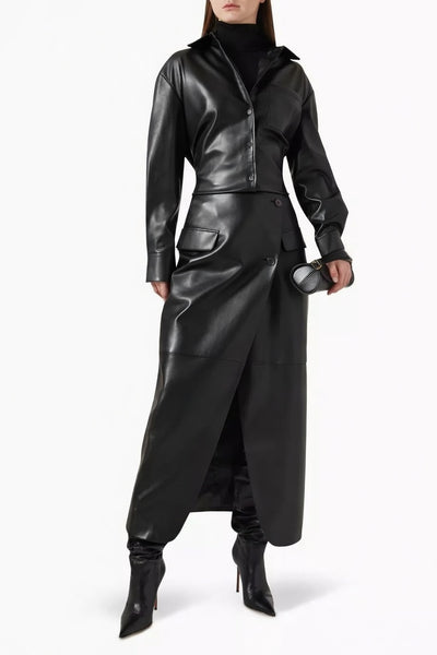 THE FRANKIE SHOP (LN) Crossover faux leather maxi skirt! 8