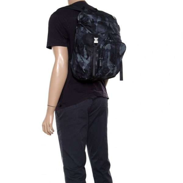 PRADA "Tessuto camouflage" navy backpack!