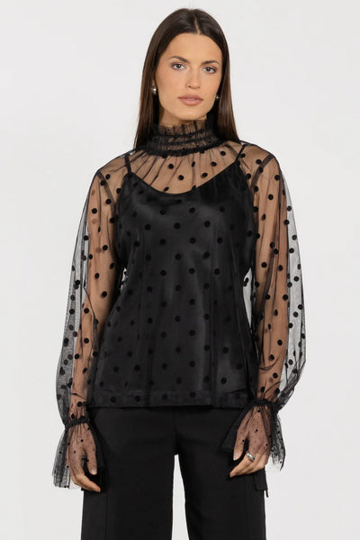 ATLIER By Repertoire (LN) "Opera" high neck mesh blouse! 8-10