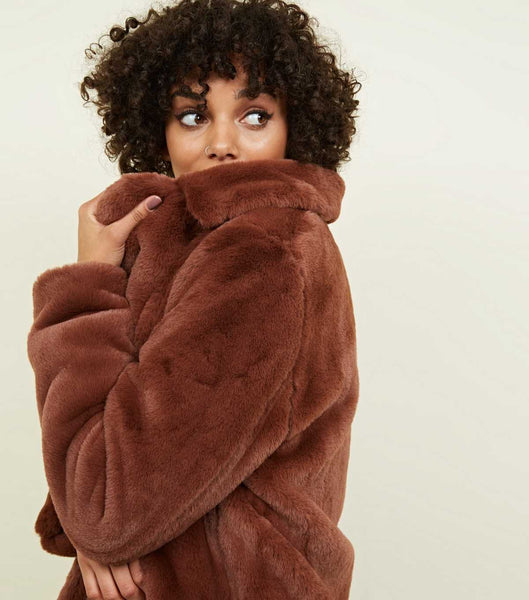 NEW LOOK (LN) Rust faux fur longline coat! 12