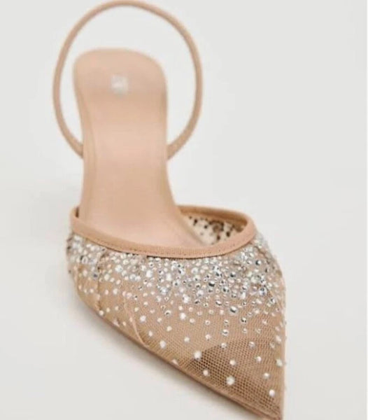 ZARA (LN)Embellished rhinestone mesh heels! 40