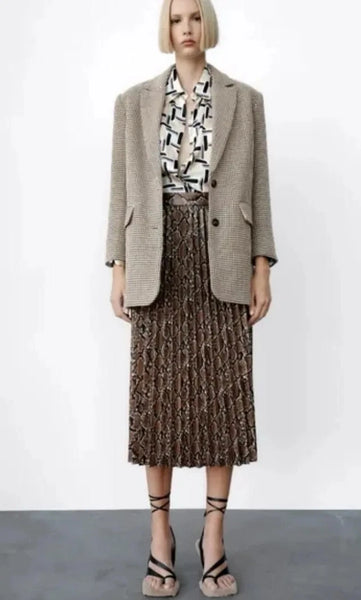 ZARA - Snakeskin faux leather pleat midi skirt! 16