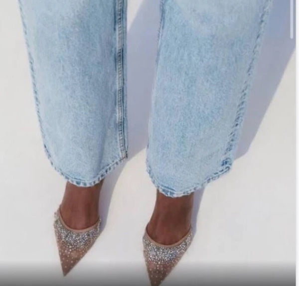 ZARA (LN)Embellished rhinestone mesh heels! 40