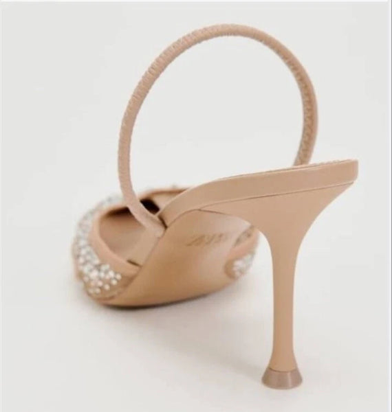 ZARA (LN)Embellished rhinestone mesh heels! 40