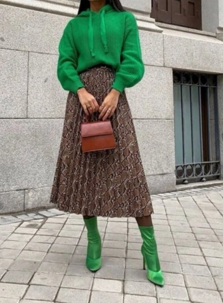 ZARA - Snakeskin faux leather pleat midi skirt! 16