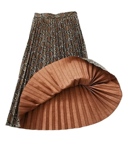 ZARA - Snakeskin faux leather pleat midi skirt! 16